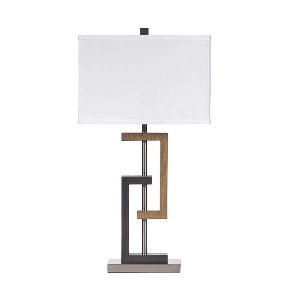 Modern Geometric Brown and Silver Table Lamp Set with 3-Way Switch