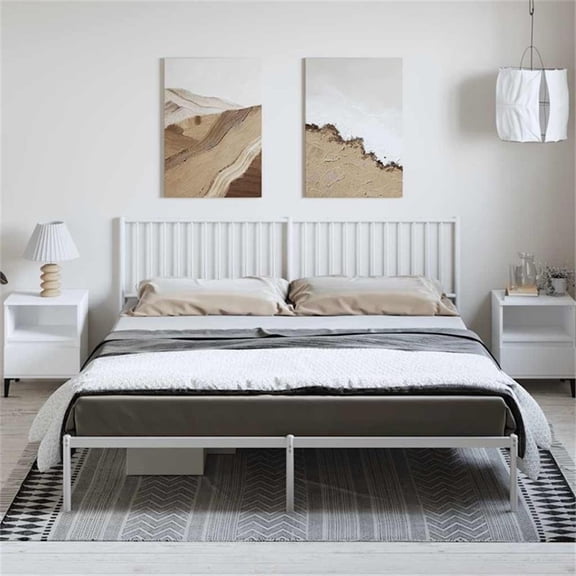 Bowery Hill Powder-Coated Steel Cal King/Double Bed Frame in White