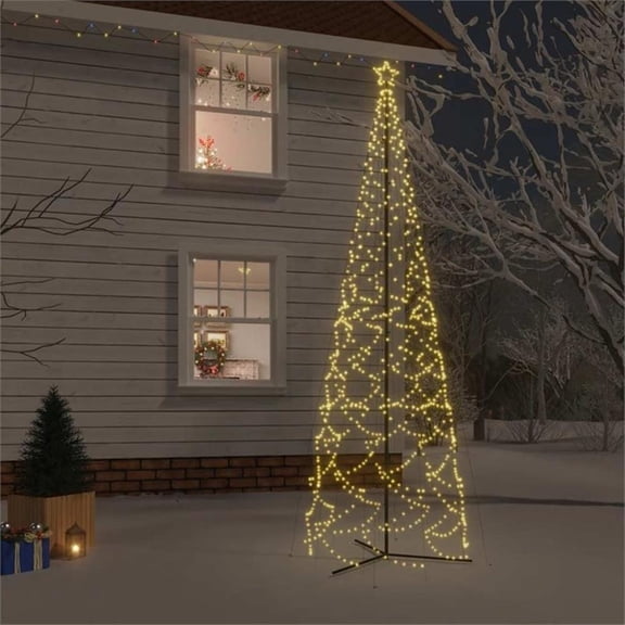 Bowery Hill Powder-Coated Steel Christmas Cone Tree in Warm White