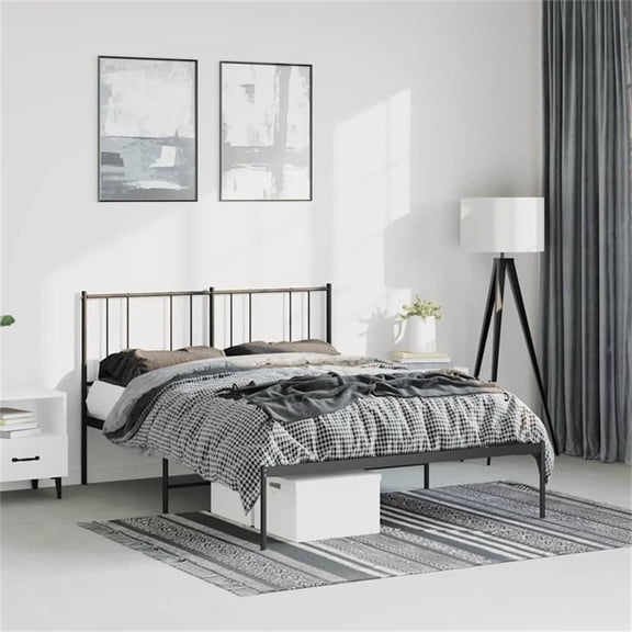 Bowery Hill Powder-Coated Steel King Size Bed Frame in Black