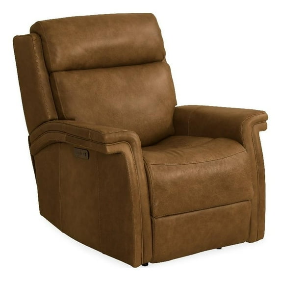 Bowery Hill Power Leather Recliner with Power Headrest in Brown