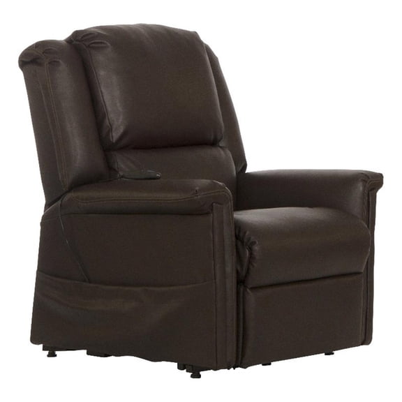 Bowery Hill Power Lift Lay-Flat Recliner with Brown Disinfectable PU Fabric