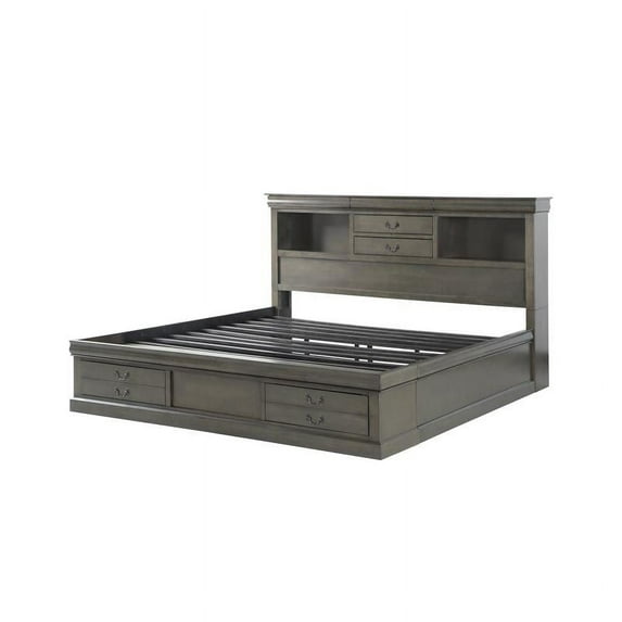 Bowery Hill Queen Bed with Storage in Dark Gray