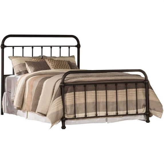Bowery Hill Queen Metal Spindle Panel Bed in Dark Bronze