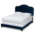 thumbnail image 1 of Bowery Hill Queen Size Navy Blue Velvet Upholstered Button Tufted Bed, 1 of 10