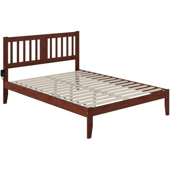Bowery Hill Queen Spindle Bed with USB Turbo Charger in Walnut