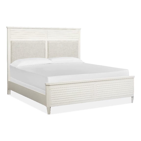 Bowery Hill Queen Upholstered Panel Bed in Sea Pearl and Driftwood
