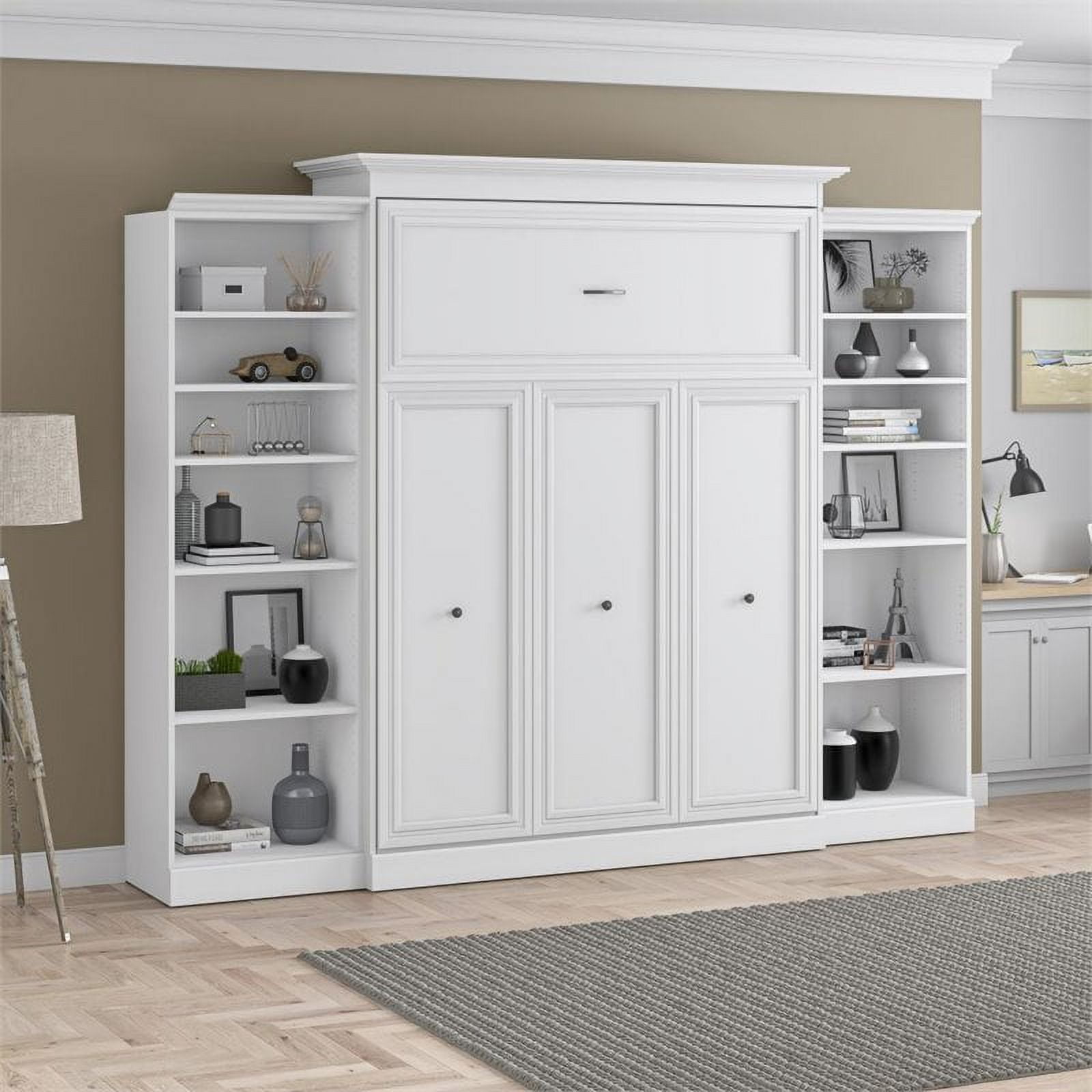 Bowery Hill Space-Saving Queen Wall Bed with Adjustable Storage Units ...