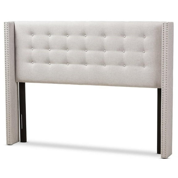 Bowery Hill Queen Winged Panel Headboard in Grayish Beige