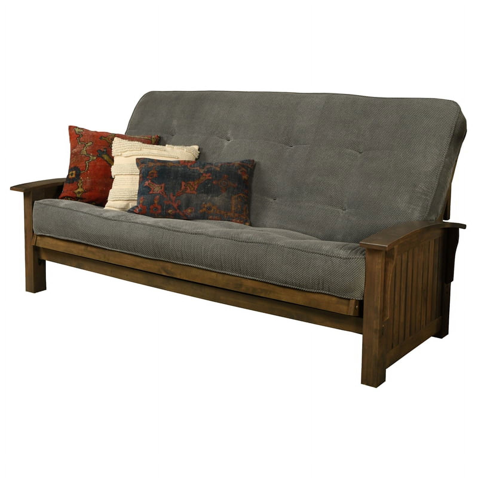Bowery Hill Queensize Wood Futon with Thunder Gray Mattress