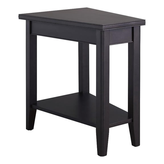 Bowery Hill Recliner Solid Wood Wedge Table with Shelf in Black