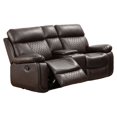 thumbnail image 1 of Bowery Hill Reclining Faux Leather loveseat with storage console - Brown, 1 of 5