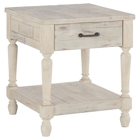 Bowery Hill Rectangular End Table in Whitewash