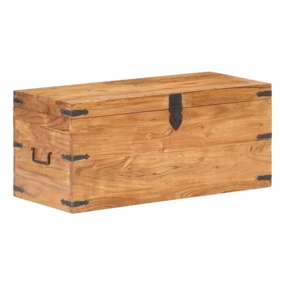 Bowery Hill Rectangular Solid Acacia Wood Storage Chest in Natural Finish