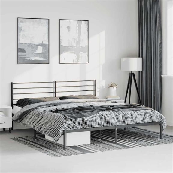 Bowery Hill Rectangular Steel Cal King/Double Bed Frame in Black