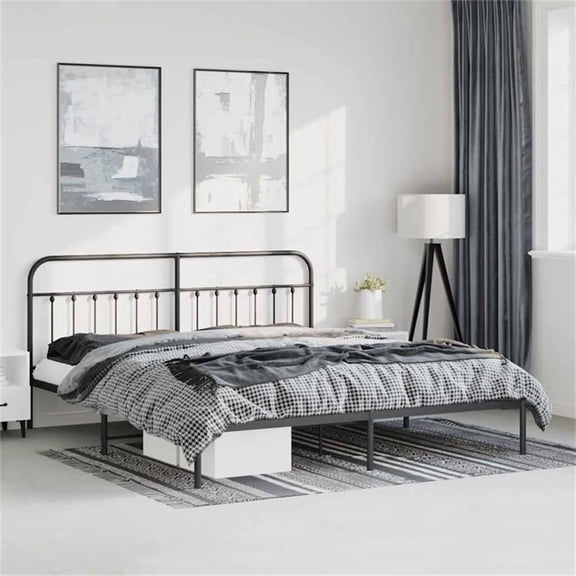 Bowery Hill Rectangular Steel Full Durable Bed Frame in Black