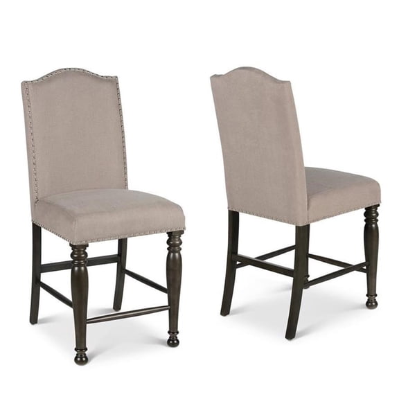 Bowery Hill Retro Harbor Gray Counter Chair with Light Stone colored fabric (Set of 2)