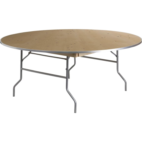 Bowery Hill Round Birchwood Folding Banquet Table in Silver