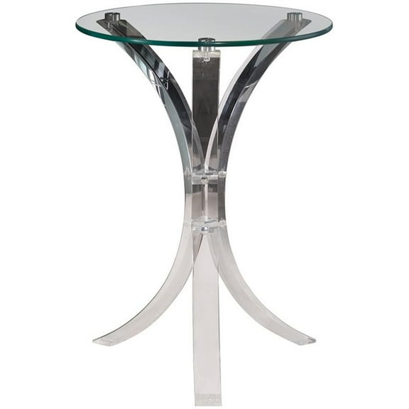 Bowery Hill Round Contemporary Glass Accent End Table in Clear