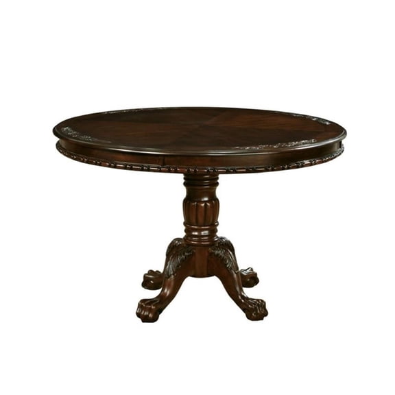 Bowery Hill Solid Wood Brown Cherry Dining Table Round 47.5"