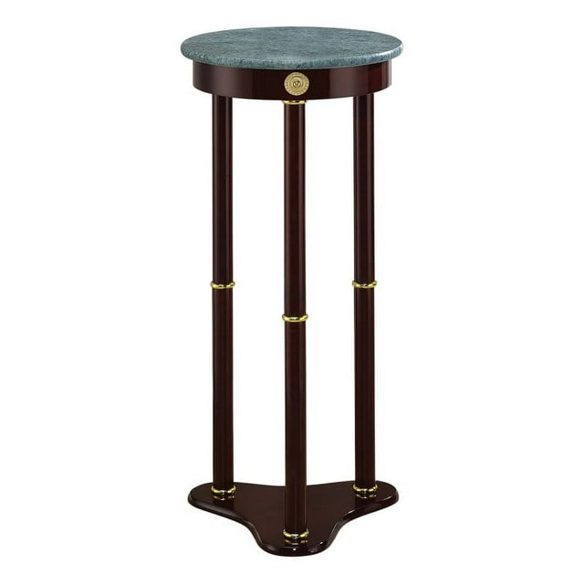 Bowery Hill Round Marble Top Plant Stand in Merlot and Green