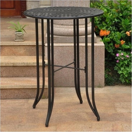 Bowery Hill Round Patio Pub Table in Antique Black
