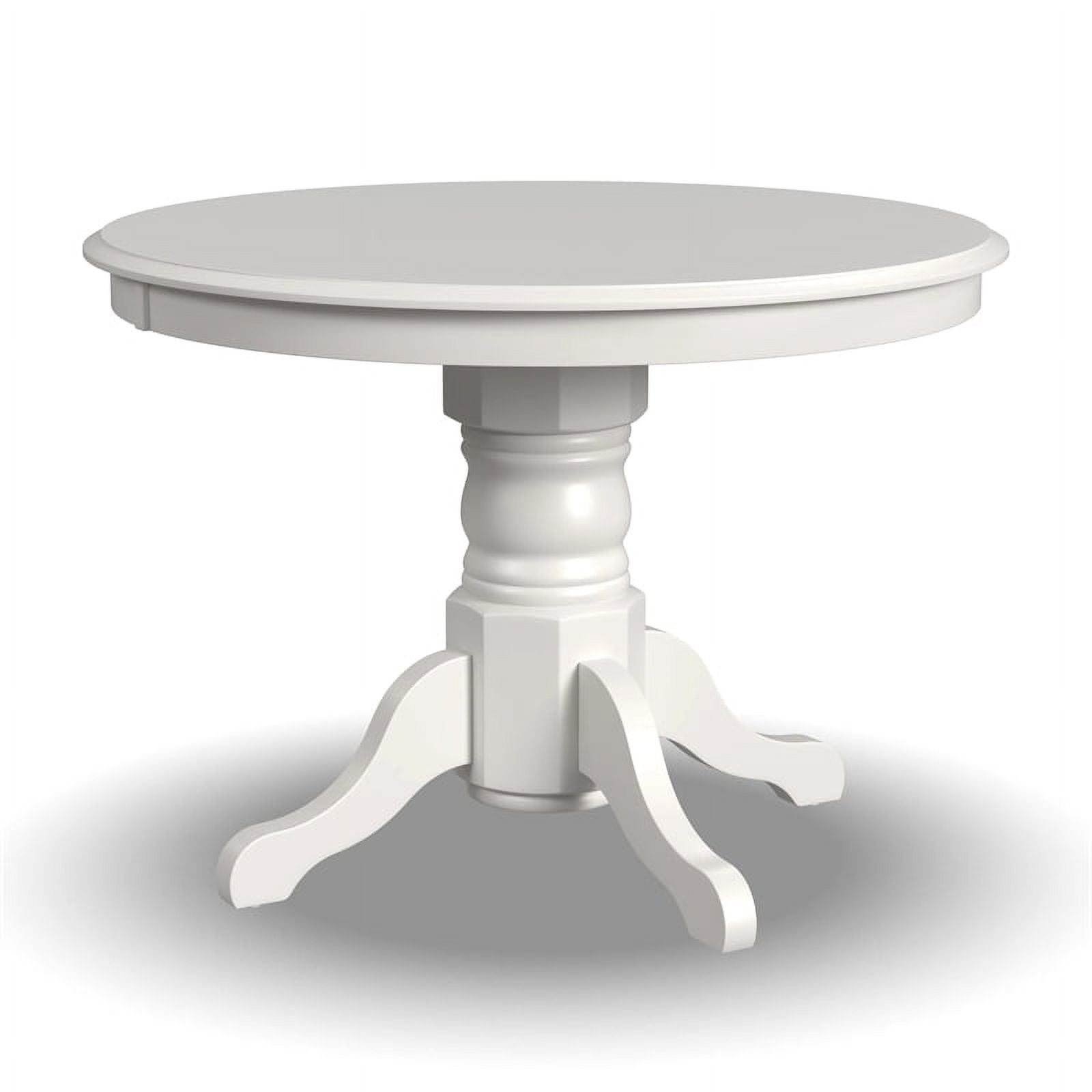 Antique White Round Pedestal Wood Dining Table for Four