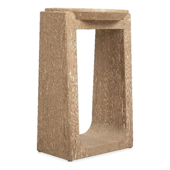 Bowery Hill Round Spot Table with Marble Top in Natural Wood