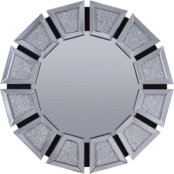 Bowery Hill Round Wall Mirror with Faux Stones Frame