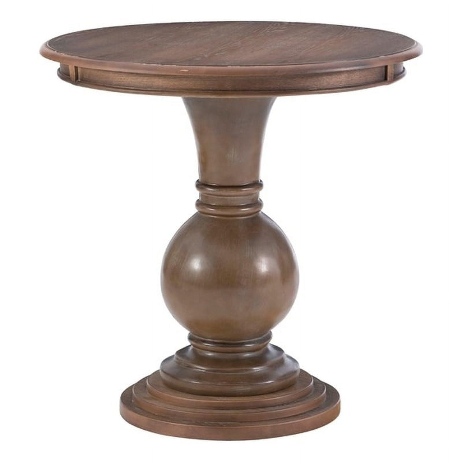 Bowery Hill Round Wood Accent Pedestal Table With Stepped Base in