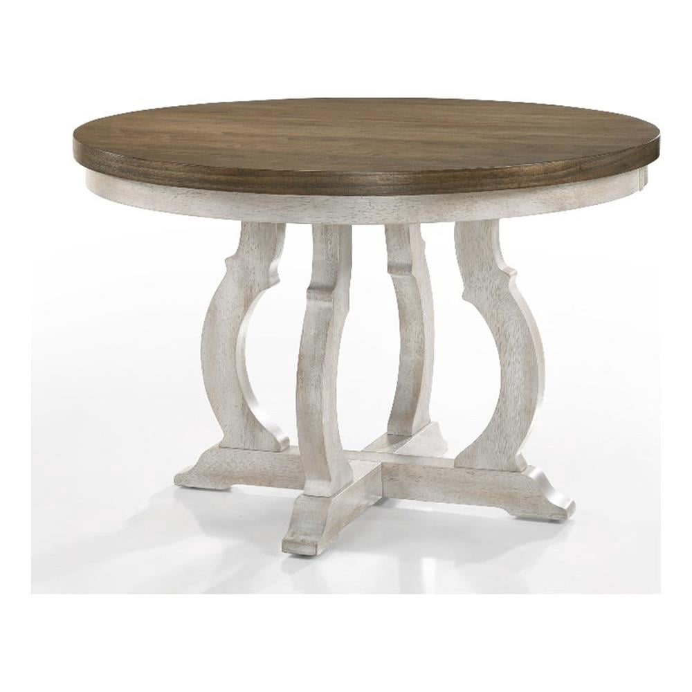 Bowery Hill Round Wood Dining Table in Walnut and Antique White ...