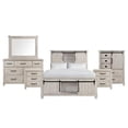 thumbnail image 1 of Bowery Hill Rubber Wood 6 Piece Queen Platform Storage Bedroom Set White Washed, 1 of 20