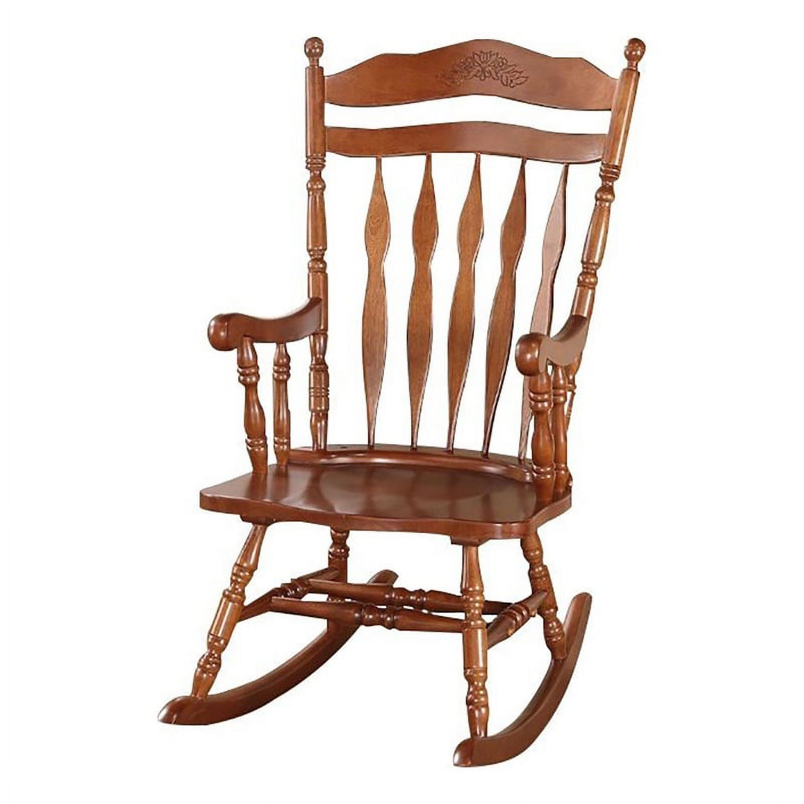 Crow Rocking Chair Bowery Hill Rubber Wood Embossed Crown Rocking Chair in Dark Walnut ...