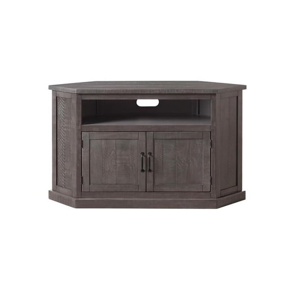 Bowery Hill Rustic Corner 50" Solid Wood TV Stand in Gray