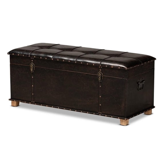 Bowery Hill Rustic Dark Brown and Brown Finished Wood Storage Ottoman