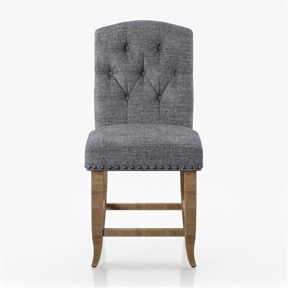 Bowery Hill Rustic Fabric Bar Stool in Light Gray (Set of 2)