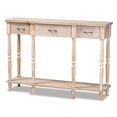 thumbnail image 1 of Bowery Hill Rustic Whitewashed Brown Finished Wood 3-Drawer Console Table, 1 of 9
