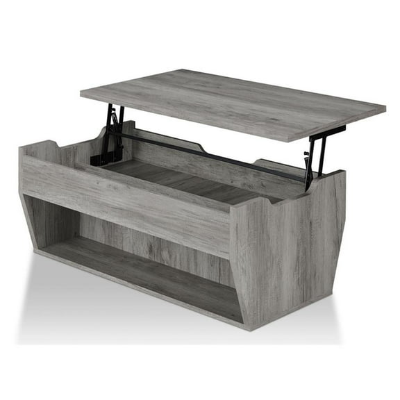 Bowery Hill Rustic Wood Storage Coffee Table in Vintage Gray