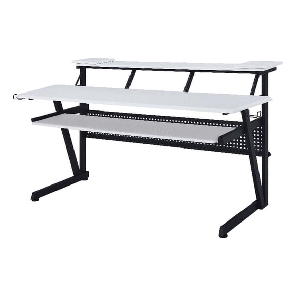 Bowery Hill Saida MDF Engineered Wood Music Desk in White and Black