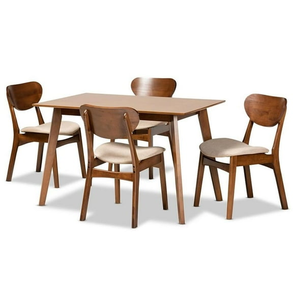Bowery Hill Sand Walnut Brown Finished Wood 5-Piece Dining Set