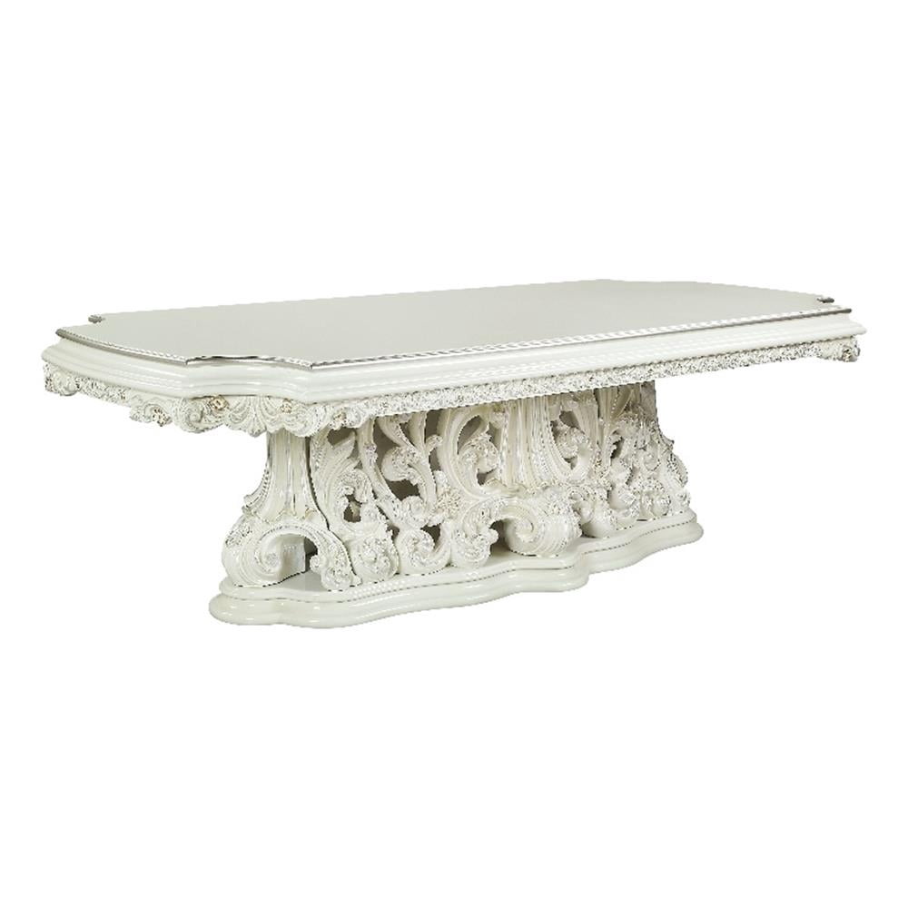 Bowery Hill Single Pedestal Dining Table In Antique White Wood bowery-hill-single-pedestal-dining-table-in-antique-white-wood