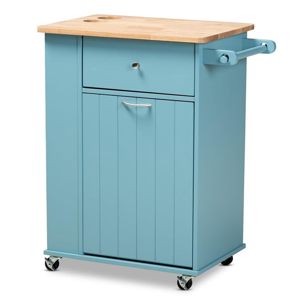 Bowery Hill Sky Blue Finished Wood Kitchen Storage Cart - Walmart.com