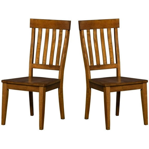 Bowery Hill Slatback Dining Side Chair in Rustic Amber (Set of 2)