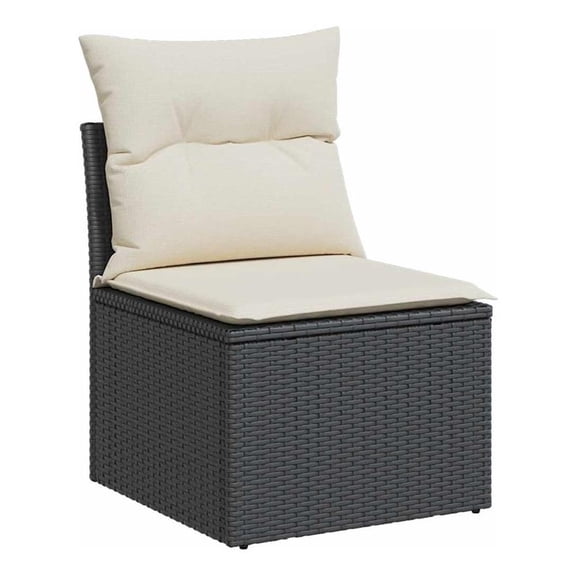 Bowery Hill Small PE Rattan Garden Sofa UV-Resistant in Black