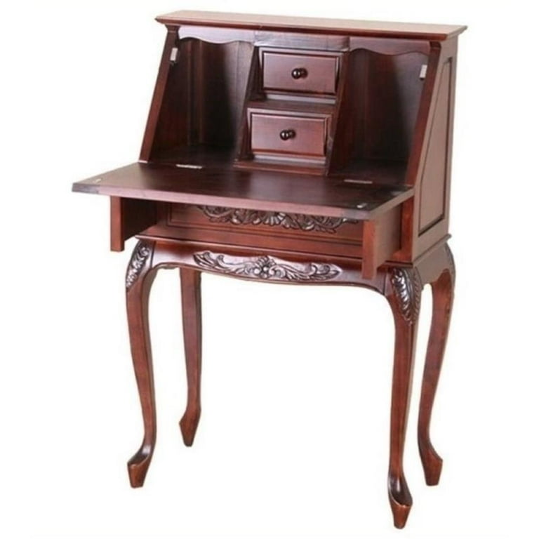 Bowery Hill Small Wood Secretary Desk in Dual Walnut