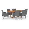 thumbnail image 1 of Bowery Hill Solid Acacia Wood/PE Rattan Standard Durable Dining Set in Gray, 1 of 12