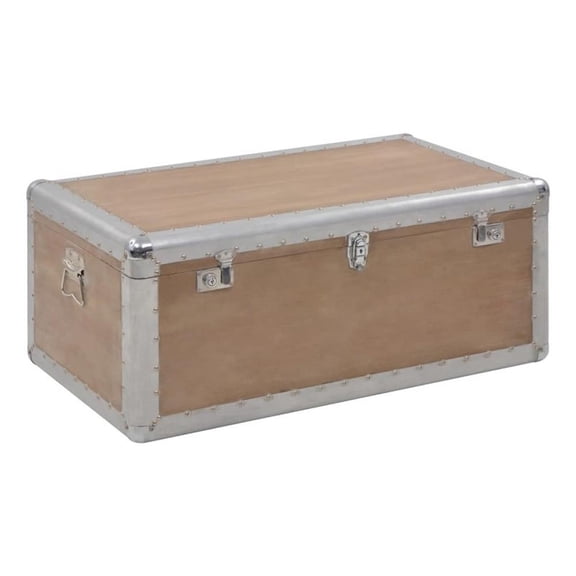 Bowery Hill Solid Fir Wood MDF Non-woven Fabric Steel Storage Box in Brown