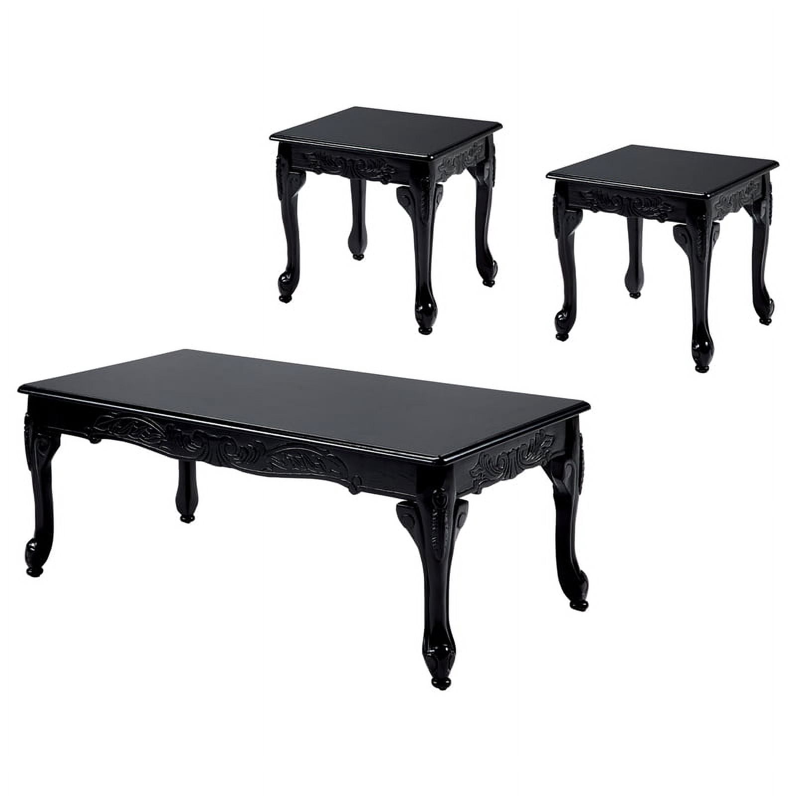 Black Coffee Table Set Of 3 Bowery Hill Solid Wood 3-Piece Coffee Table Set in Black Finish