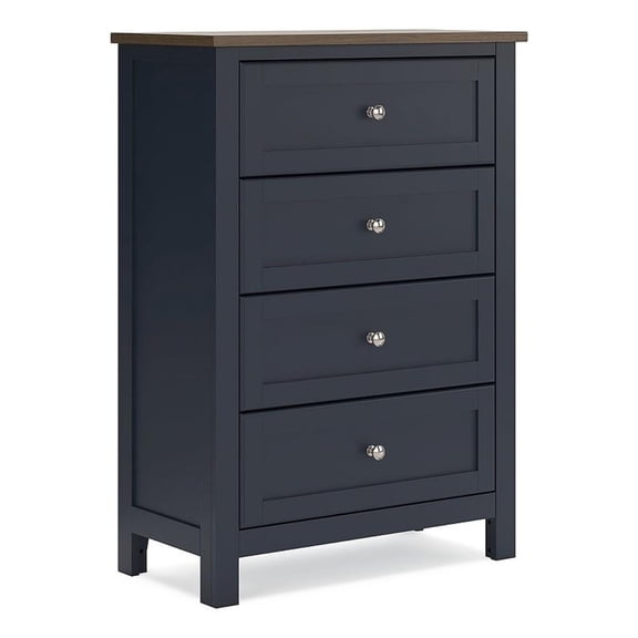 Bowery Hill Solid Wood 4-Drawer Bedroom Chest in Dark Slate Blue