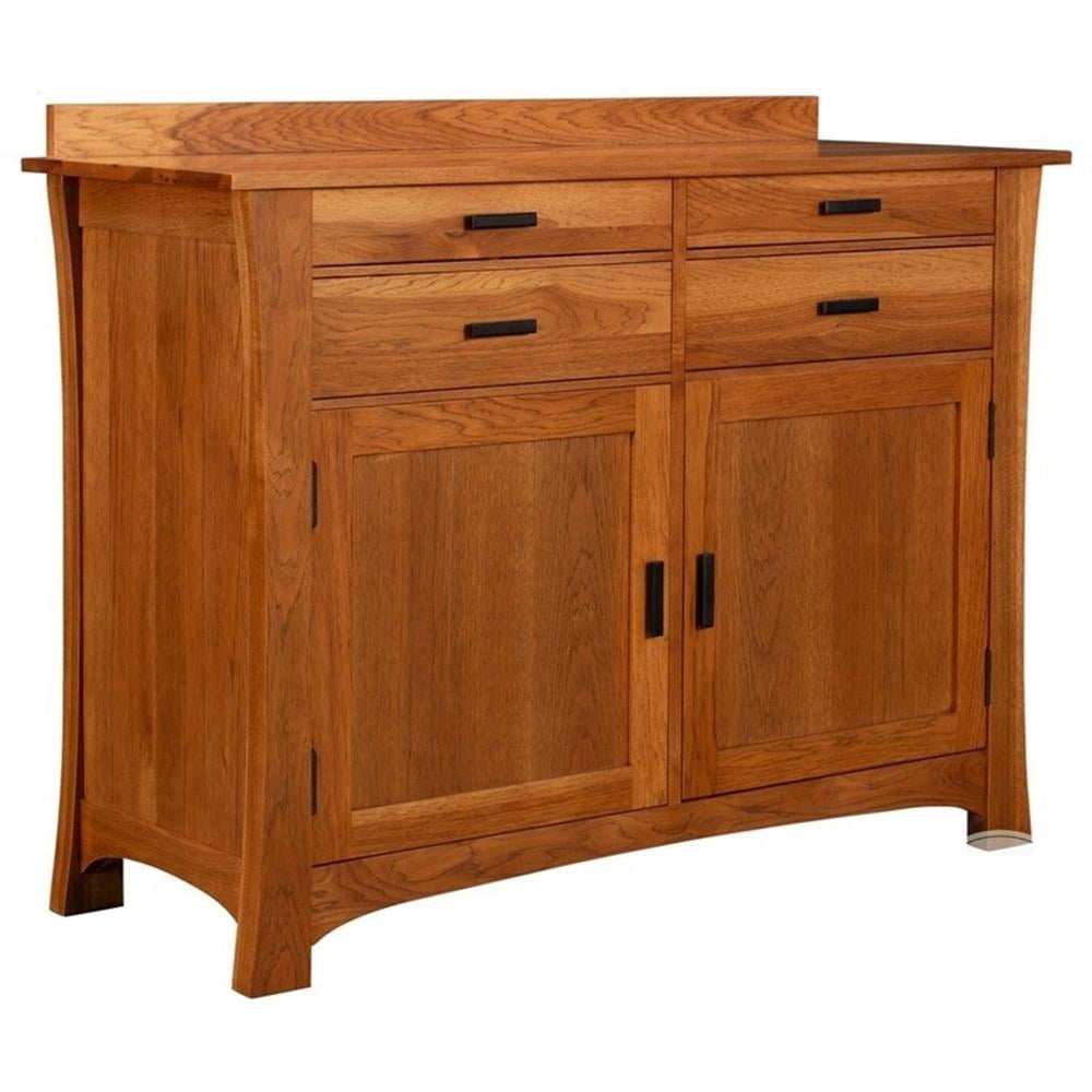 Warm Server Bowery Hill Solid Wood 4-Drawers Buffet/Sideboard Server in Warm Amber ...